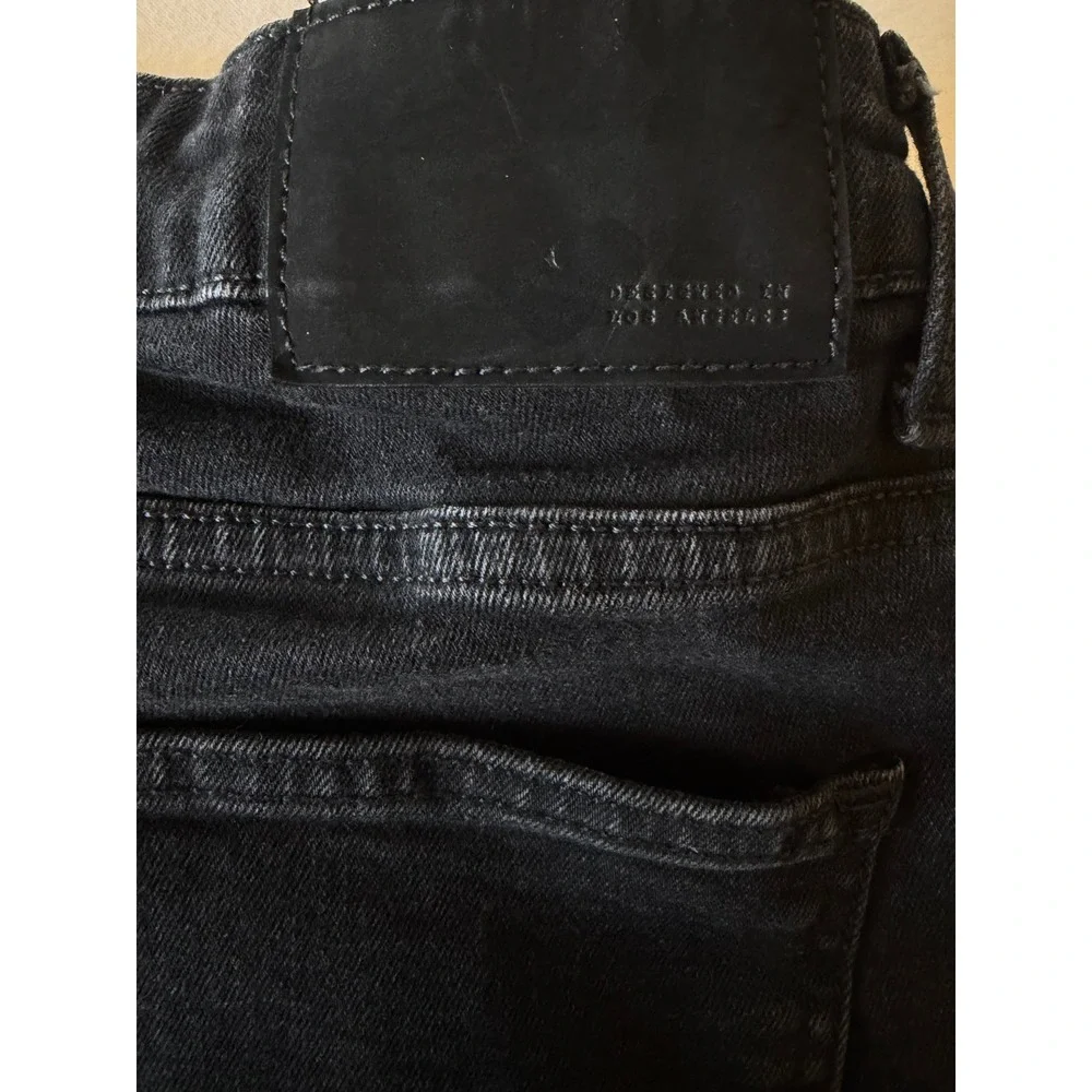 Forever 21 Men Black Side Stripe Raw Hem Slim Jeans Size 32 Button Fly